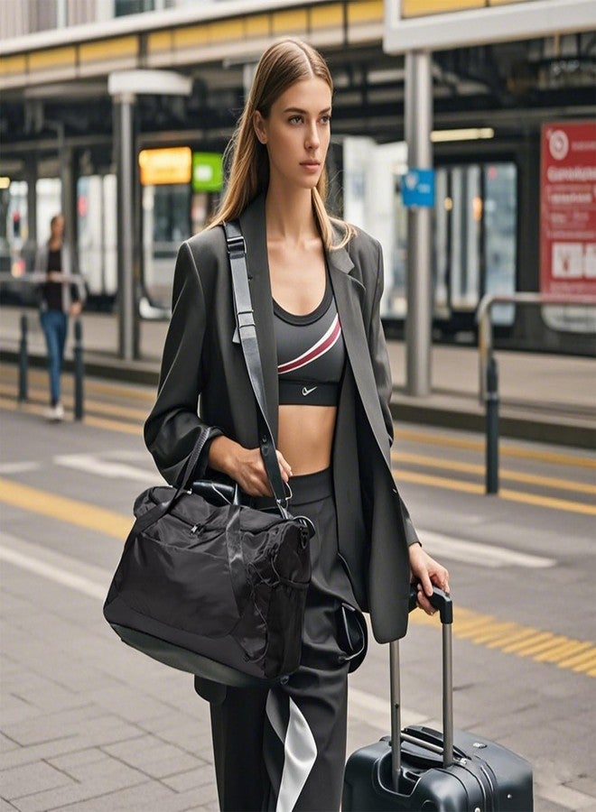 حقيبة رياضية للنساء والرجال، حقيبة سفر كبيرة مع جيب للأحذية وجيب للملابس المبللة، حقيبة صغيرة محمولة لعطلات نهاية الأسبوع، مناسبة للرياضة، واللياقة البدنية، واليوغا، والرقص، والتمارين الرياضية، والسباحة، والمستشفى (أسود) - Image 2